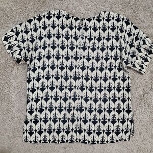 Vintage H&M Black & White Greyhound Dog Print Short Sleeve Blouse Top, Women's S